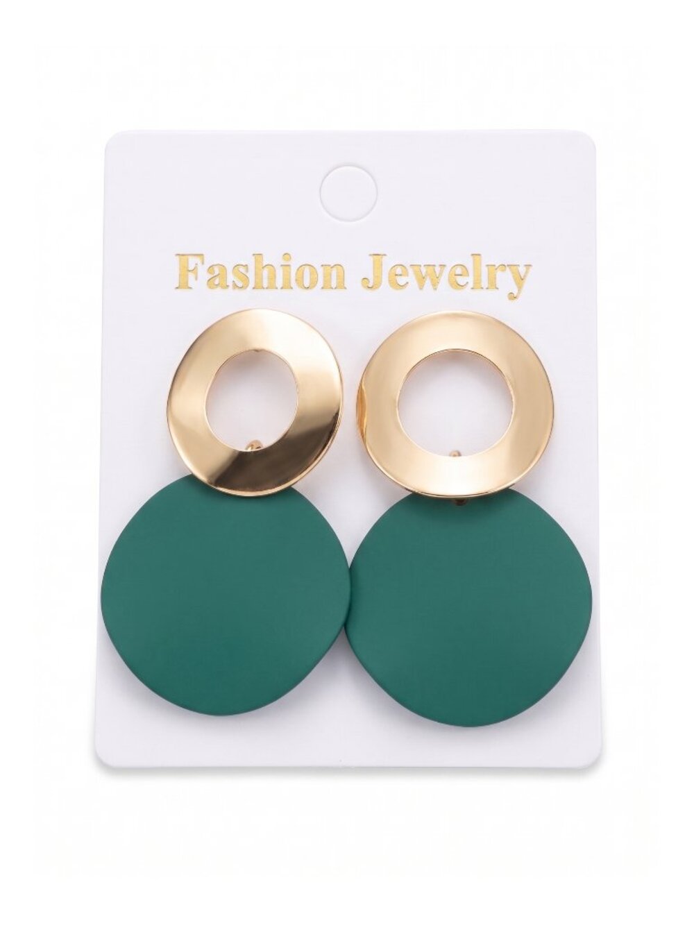 3/$20 NWT | Green Gold Geometric Circle Disc Statement Drop Earrings Matte Bold